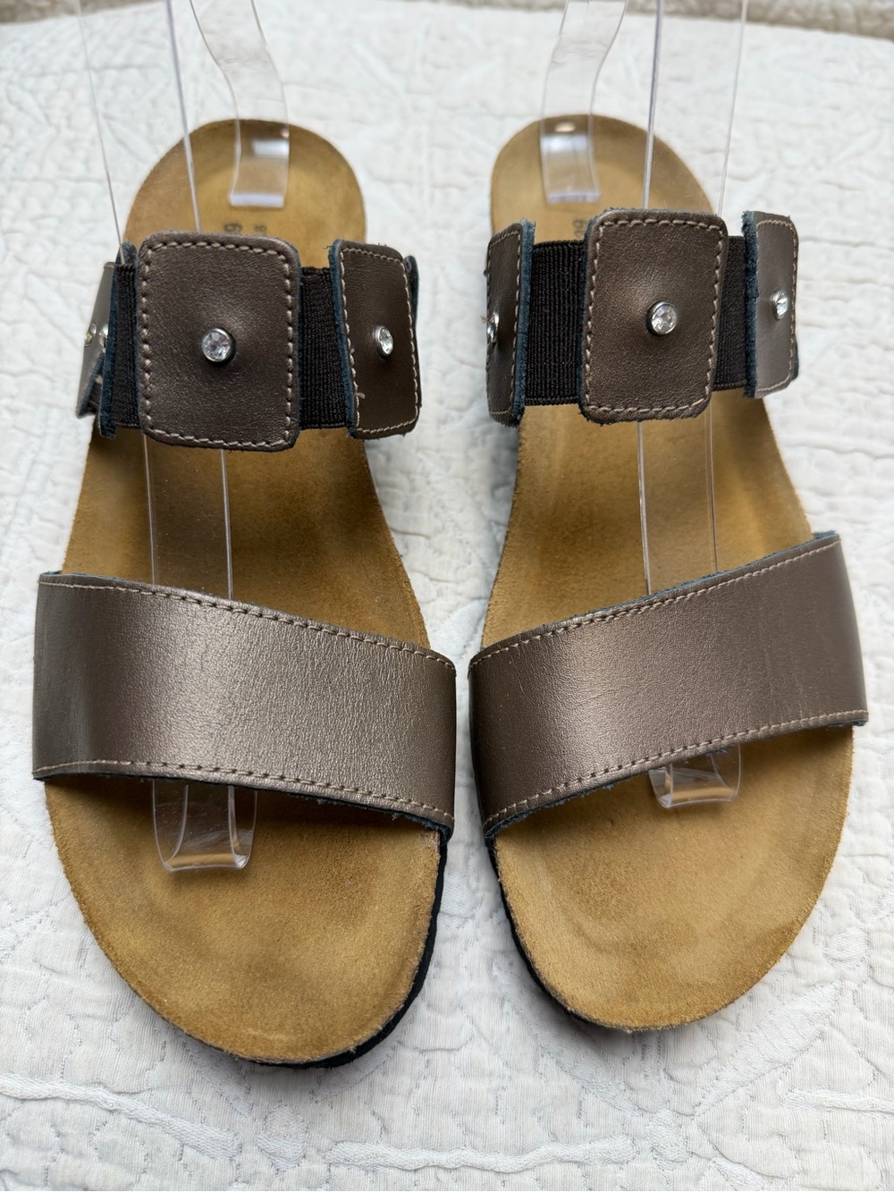 Naot Ashley Sandal 39 US 8 Bronze Leather Slide Cork Shoe Comfort Travel Casual
